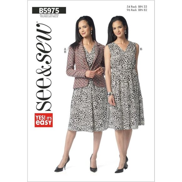 Butterick See and Sew Sewing Pattern 5975 Dress Jacket Misses Size 6-22 - Picture 1 of 2